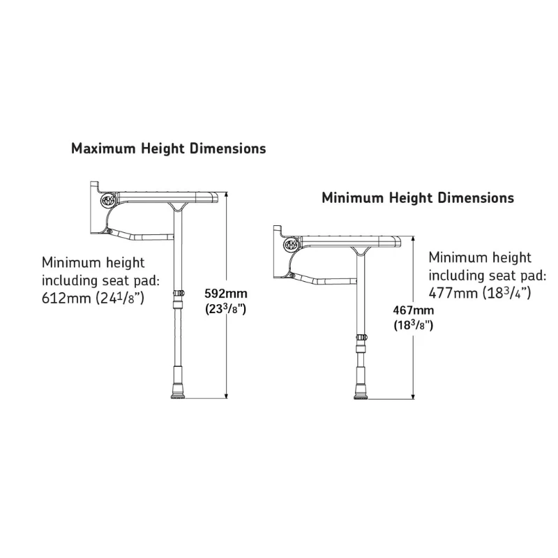 AKW 200 Series Compact Fold Up Seat With Pad - Grey 4 AKW 200 Series Compact Fold Up Seat With Pad - Grey - Image 2