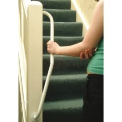 AKW White Powder Coated Steel Grab Rail - Left Handed