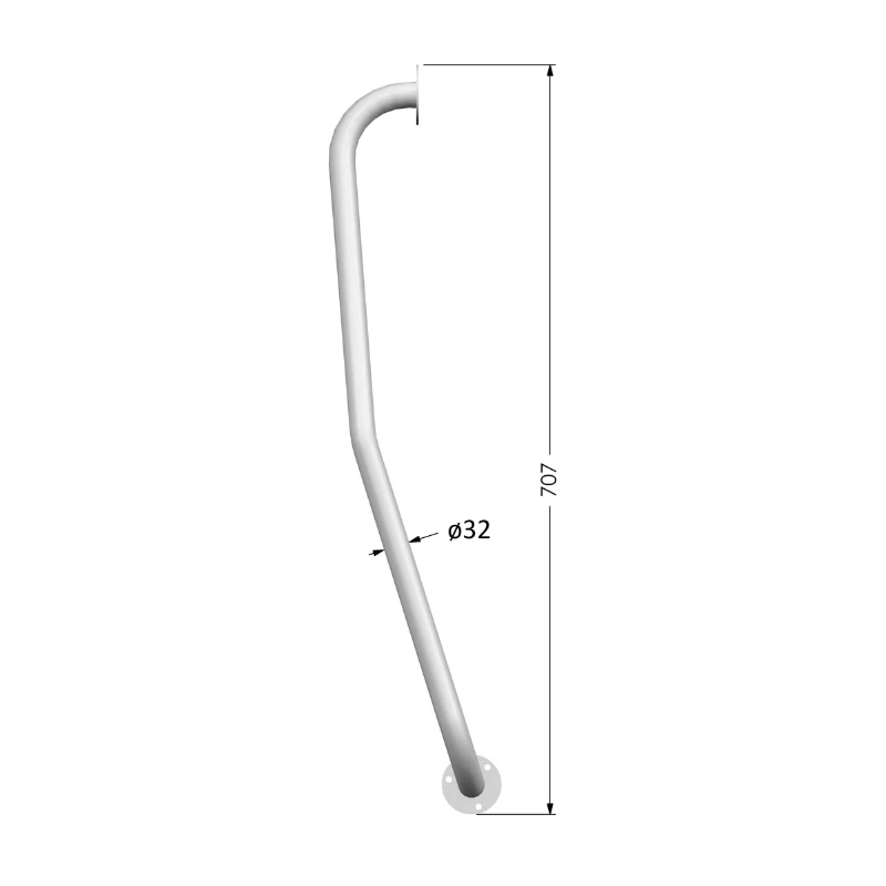 AKW White Powder Coated Steel Grab Rail - Right Handed 4 AKW White Powder Coated Steel Grab Rail - Right Handed - Image 2