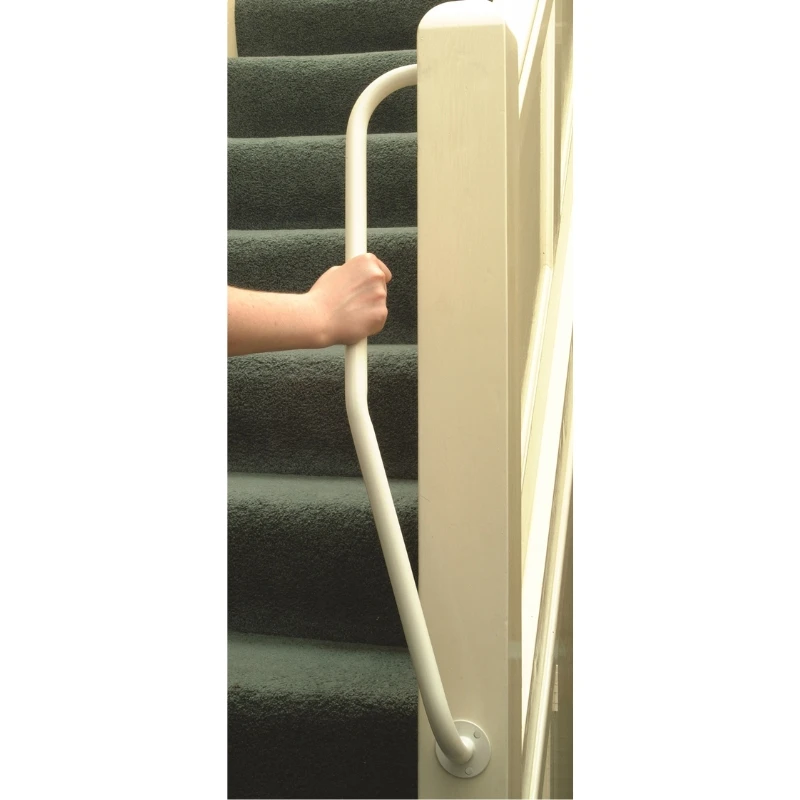 AKW White Powder Coated Steel Grab Rail - Right Handed 3 AKW White Powder Coated Steel Grab Rail - Right Handed