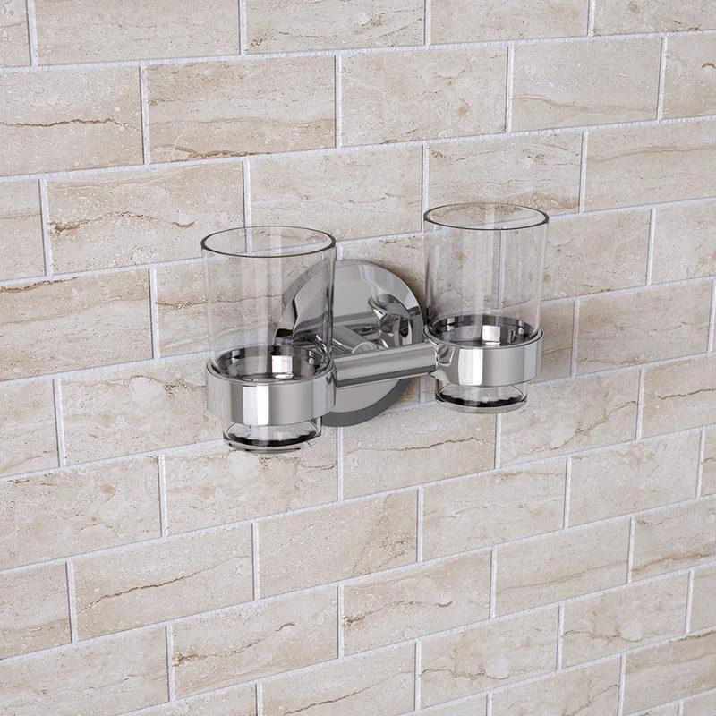 Bristan Solo Double Tumbler & Holder - Chrome 4 Bristan Solo Double Tumbler & Holder - Chrome - Image 2
