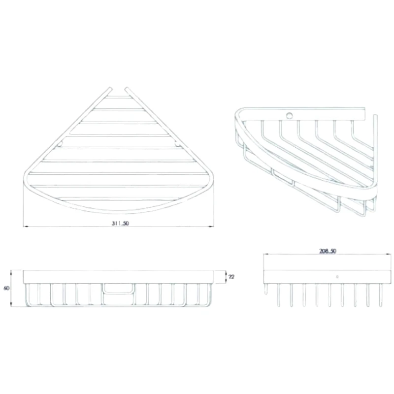 Croydex Aluminium Corner Basket - Chrome 6 Croydex Aluminium Corner Basket - Chrome - Image 4