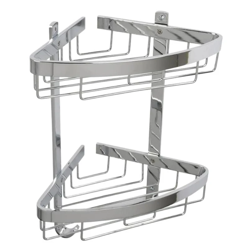 Croydex Aluminium Large Two Tier Corner Basket - Chrome 3 Croydex Aluminium Large Two Tier Corner Basket - Chrome