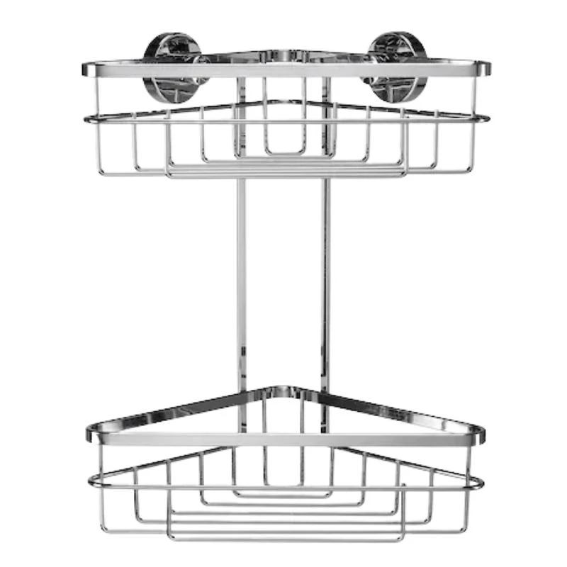 Croydex Brockham Flexi-Fix Two Tier Corner Basket - Chrome 4 Croydex Brockham Flexi-Fix Two Tier Corner Basket - Chrome - Image 2
