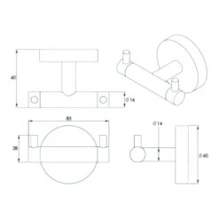 Croydex Flexi-Fix Britannia Double Robe Hook - Chrome -Home Bathroom croydex flexi fix britannia double robe hook chrome qm589141 3