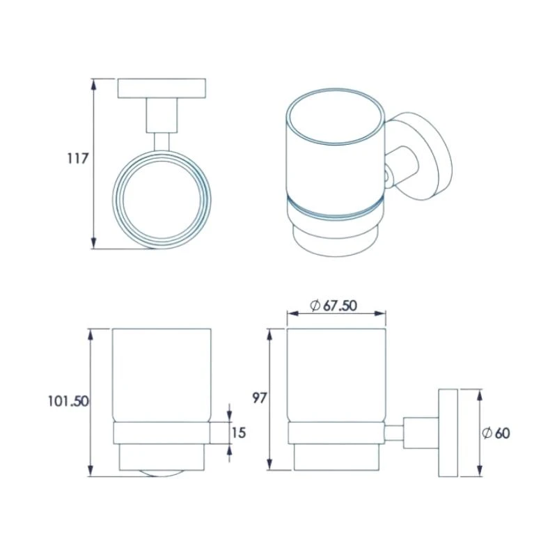 Croydex Flexi-Fix Britannia Tumbler And Holder - Chrome 6 Croydex Flexi-Fix Britannia Tumbler And Holder - Chrome - Image 4