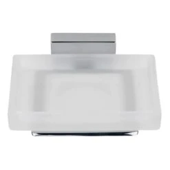 Croydex Flexi-Fix Cheadle Soap Dish And Holder - Chrome Plated And Toughened Frosted Glass