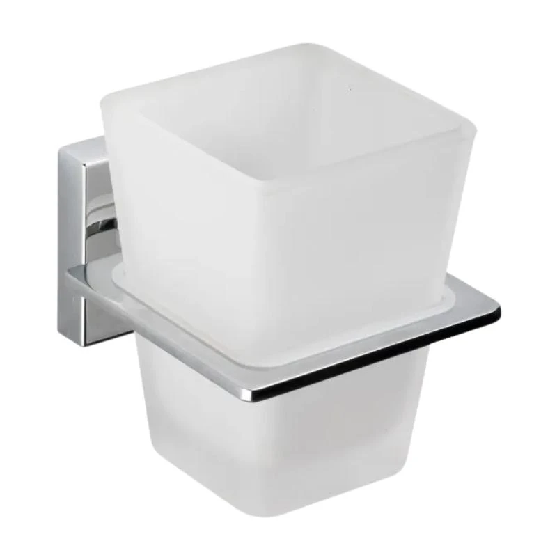 Croydex Flexi-Fix Cheadle Tumbler And Holder - Chrome Plated And Toughened Frosted Glass 4 Croydex Flexi-Fix Cheadle Tumbler And Holder - Chrome Plated And Toughened Frosted Glass - Image 2