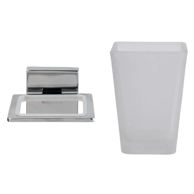 Croydex Flexi-Fix Cheadle Tumbler And Holder - Chrome Plated And Toughened Frosted Glass 5 Croydex Flexi-Fix Cheadle Tumbler And Holder - Chrome Plated And Toughened Frosted Glass - Image 3