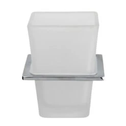 Croydex Flexi-Fix Cheadle Tumbler And Holder - Chrome Plated And Toughened Frosted Glass