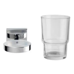 Croydex Flexi-Fix Chester Tumbler And Holder - Chrome -Home Bathroom croydex flexi fix chester tumbler and holder chrome qm441841 2