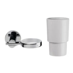 Croydex Flexi-Fix Metra Tumbler And Holder - Chrome -Home Bathroom croydex flexi fix metra tumbler and holder chrome qm541841 2
