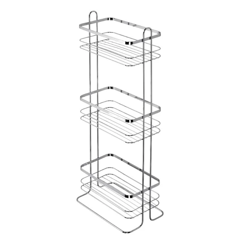 Croydex Free Standing Three Tier Storage Basket - Chrome 4 Croydex Free Standing Three Tier Storage Basket - Chrome - Image 2