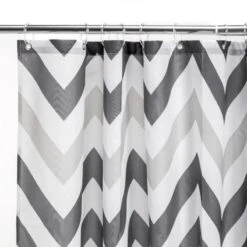 Croydex Grey Chevron Textile Shower Curtain -Home Bathroom croydex grey chevron textile shower curtain af672031h 1