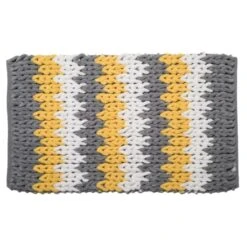 Croydex Grey, White And Yellow Patterned Bathroom Mat