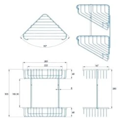 Croydex Large Two Tier Corner Basket - Chrome -Home Bathroom croydex large two tier corner basket chrome qm263841 3