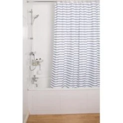 Croydex Navy Pinstripe Textile Shower Curtain 6 Croydex Navy Pinstripe Textile Shower Curtain -Home Bathroom croydex navy pinstripe textile shower curtain af290334h 1