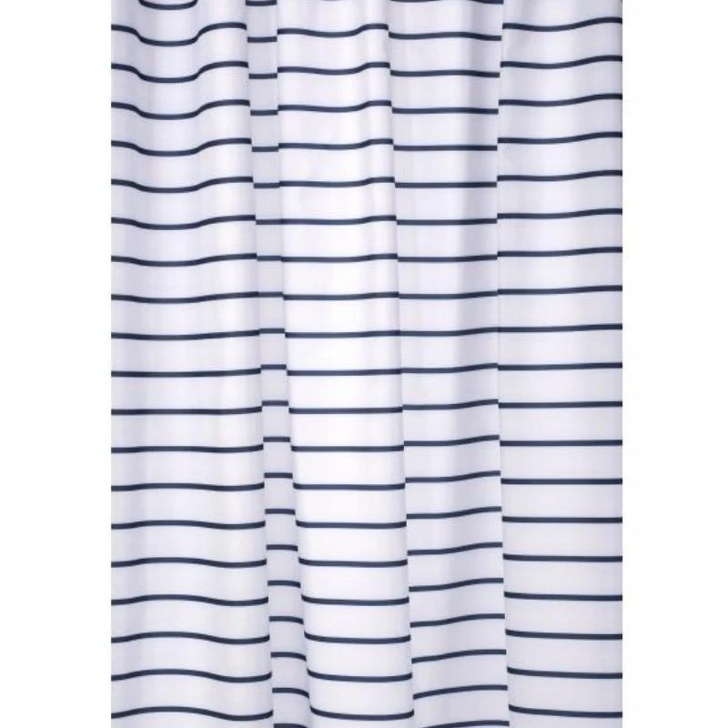 Croydex Navy Pinstripe Textile Shower Curtain 3 Croydex Navy Pinstripe Textile Shower Curtain