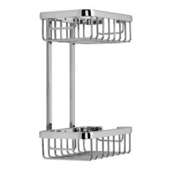 Croydex Slimline Aluminium Two Tier Basket - Chrome -Home Bathroom croydex slimline aluminium two tier basket chrome qm786041 2