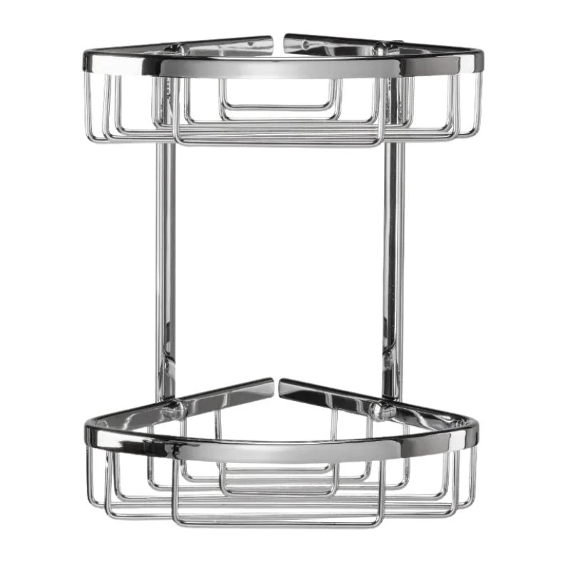 Croydex Slimline Aluminium Two Tier Corner Basket - Chrome 3 Croydex Slimline Aluminium Two Tier Corner Basket - Chrome