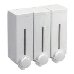 Croydex Slimline Triple Wall Mounted Soap Dispenser - White