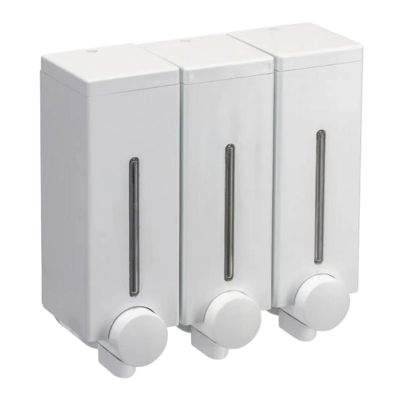 Croydex Slimline Triple Wall Mounted Soap Dispenser - White 3 Croydex Slimline Triple Wall Mounted Soap Dispenser - White
