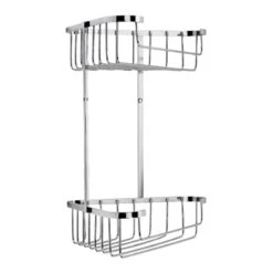 Croydex Stainless Steel Large Two Tier Corner Basket - Chrome -Home Bathroom croydex stainless steel large two tier corner basket chrome qm393841 2