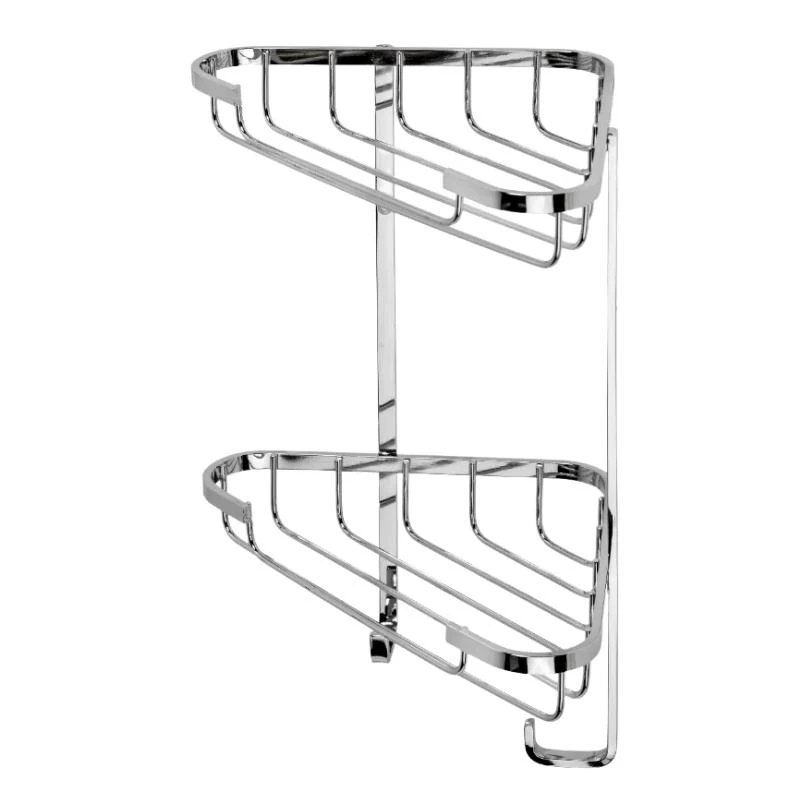 Croydex Stainless Steel Small Two Tier Corner Basket - Chrome 4 Croydex Stainless Steel Small Two Tier Corner Basket - Chrome - Image 2