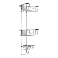 Croydex Stainless Steel Three Tier Corner Basket - Chrome -Home Bathroom croydex stainless steel three tier corner basket chrome qm392841 2