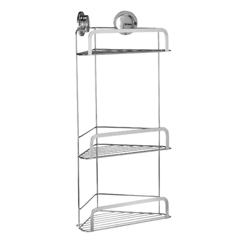 Croydex Stick 'N' Lock Three Tier Corner Basket - Chrome 4 Croydex Stick 'N' Lock Three Tier Corner Basket - Chrome - Image 2