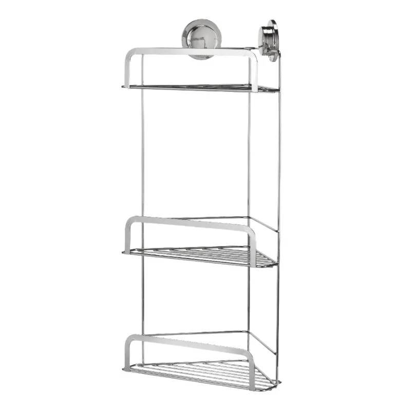Croydex Stick 'N' Lock Three Tier Corner Basket - Chrome 5 Croydex Stick 'N' Lock Three Tier Corner Basket - Chrome - Image 3