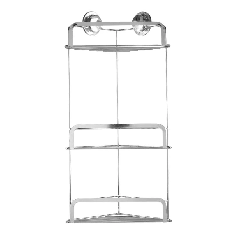 Croydex Stick 'N' Lock Three Tier Corner Basket - Chrome 3 Croydex Stick 'N' Lock Three Tier Corner Basket - Chrome