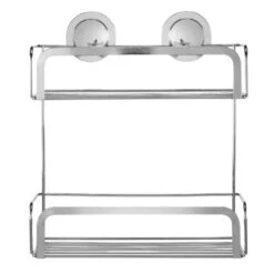 Croydex Stick 'N' Lock Two Tier Cosmetic Basket - Chrome