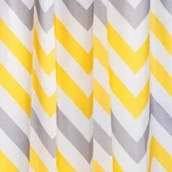 Croydex Yellow And Grey Chevron Textile Shower Curtain