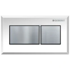 Geberit Pneumatic Dual Flush Plate - Square Design - White / Chrome