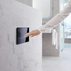 Geberit Sigma80 Electronic Touchless Dual Flush Plate - Mains Operation - Black / Glass 7 Geberit Sigma80 Electronic Touchless Dual Flush Plate - Mains Operation - Black / Glass -Home Bathroom geberit sigma80 electronic touchless dual flush plate mains operation black glass 116.090.sg .6 1