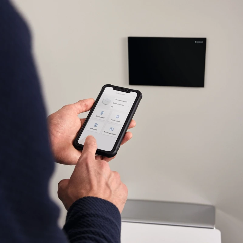 Geberit Sigma80 Electronic Touchless Dual Flush Plate - Mains Operation - Black / Glass 5 Geberit Sigma80 Electronic Touchless Dual Flush Plate - Mains Operation - Black / Glass - Image 3