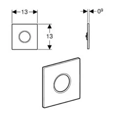 Geberit Type 01 Pneumatic Urinal Flush Plate - Matt Chrome -Home Bathroom geberit type 01 pneumatic urinal flush plate matt chrome 242.811.46.1 1