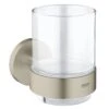 Grohe Essentials Crystal Glass With Holder - Brushed Nickel -Home Bathroom grohe essentials crystal glass with holder brushed nickel 40447en1