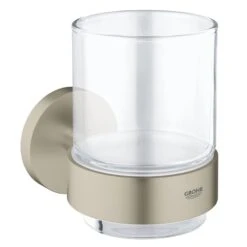 Grohe Essentials Crystal Glass With Holder - Brushed Nickel