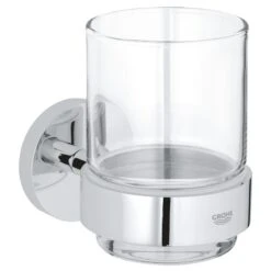 Grohe Essentials Crystal Glass With Holder - Chrome