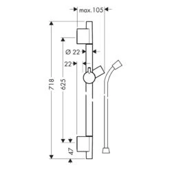 Hansgrohe Unica Shower Rail S Puro - 65cm With Shower Hose - Brushed Black Chrome -Home Bathroom hansgrohe unica shower rail s puro 65cm with shower hose brushed black chrome 28632340 2