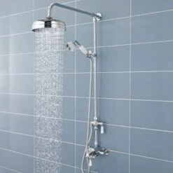 Hudson Reed Victorian Grand Rigid Riser Kit With Diverter - Chrome -Home Bathroom hudson reed victorian grand rigid riser kit with diverter chrome am312 1