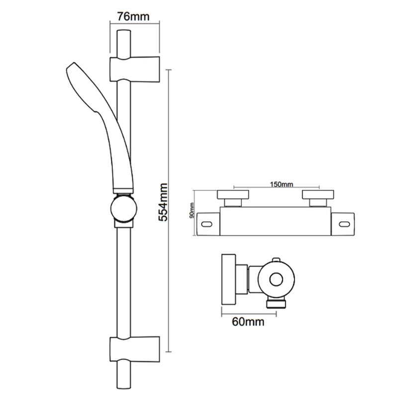 Inta Trade-Tec Thermostatic Bar Mixer Shower With Kit 4 Inta Trade-Tec Thermostatic Bar Mixer Shower With Kit - Image 2