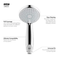 Mira Nectar 90mm 4 Spray Shower Head - Chrome 9 Mira Nectar 90mm 4 Spray Shower Head - Chrome -Home Bathroom mira nectar 4 spray shower head chrome 1703.004 3