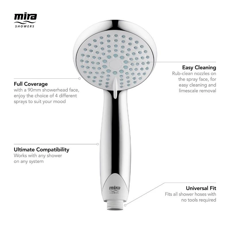 Mira Nectar 90mm 4 Spray Shower Head - Chrome 6 Mira Nectar 90mm 4 Spray Shower Head - Chrome - Image 4