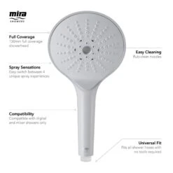 Mira Switch 4 Spray Shower Head - White -Home Bathroom mira switch four spray shower head white 1605.262 3