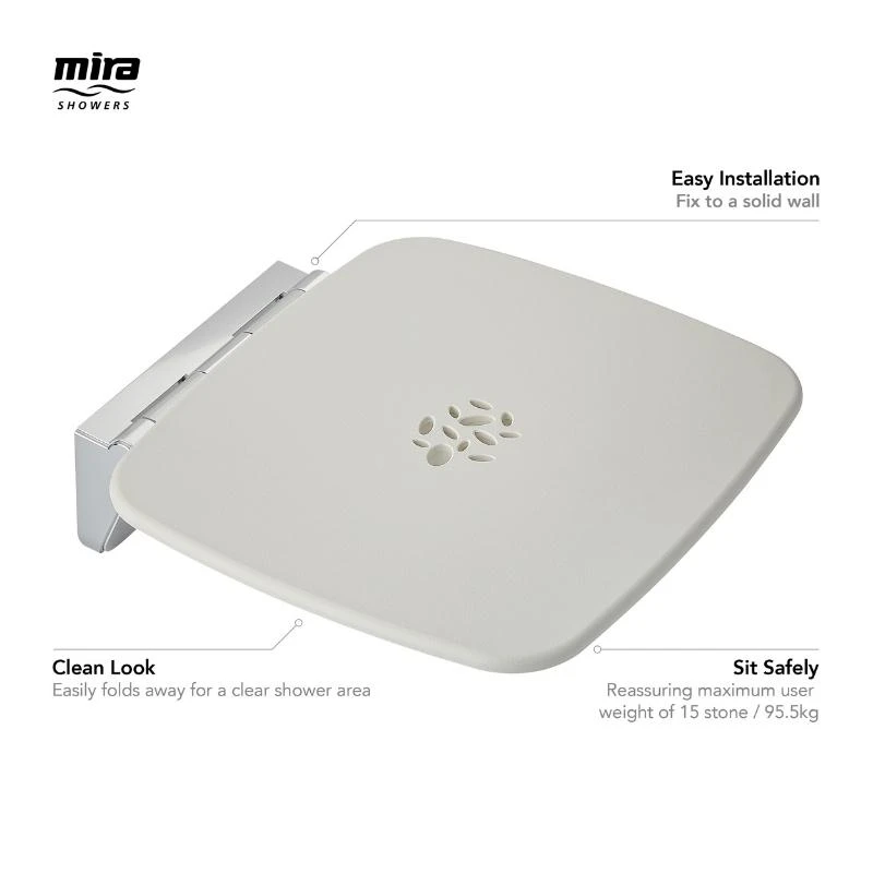 Mira Premium Shower Seat - White/chrome 4 Mira Premium Shower Seat - White/chrome - Image 2