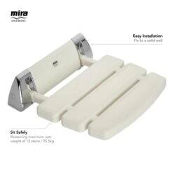 Mira Shower Seat White And Chrome -Home Bathroom mira shower seat white and chrome 1536.129 3